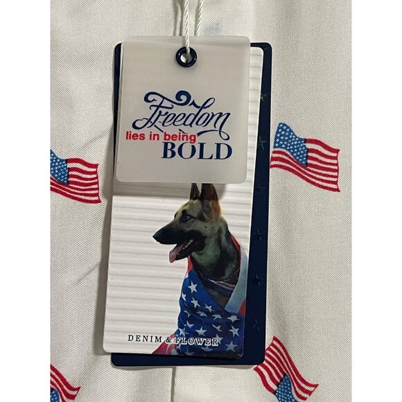 Denim & Flower Ricky Singh Freedom US Flag Mens Shirt Size XL White Button Up - Picture 5 of 9